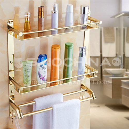 Bathroom Simple copper double-layer board with double-bar towel rack